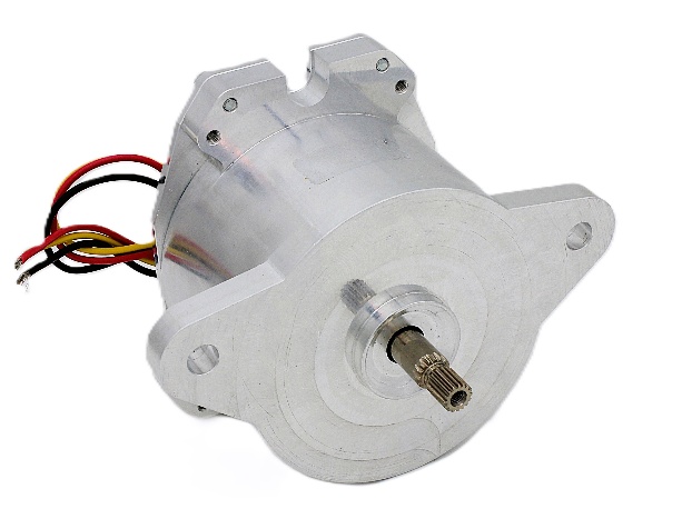 Motor CC sin escobillas en carcasa de aluminio a medida con orejetas de montaje y eje de salida dentado
